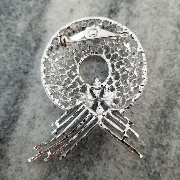 Vintage Modernist Silver Tone Brooch, Retro Design, Estate Unsigned - Picture 2 of 5